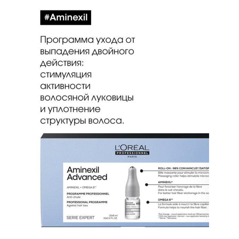 L'Oreal Scalp Ампулы против выпадения волос Aminexil Advanced, 10шт.х6мл