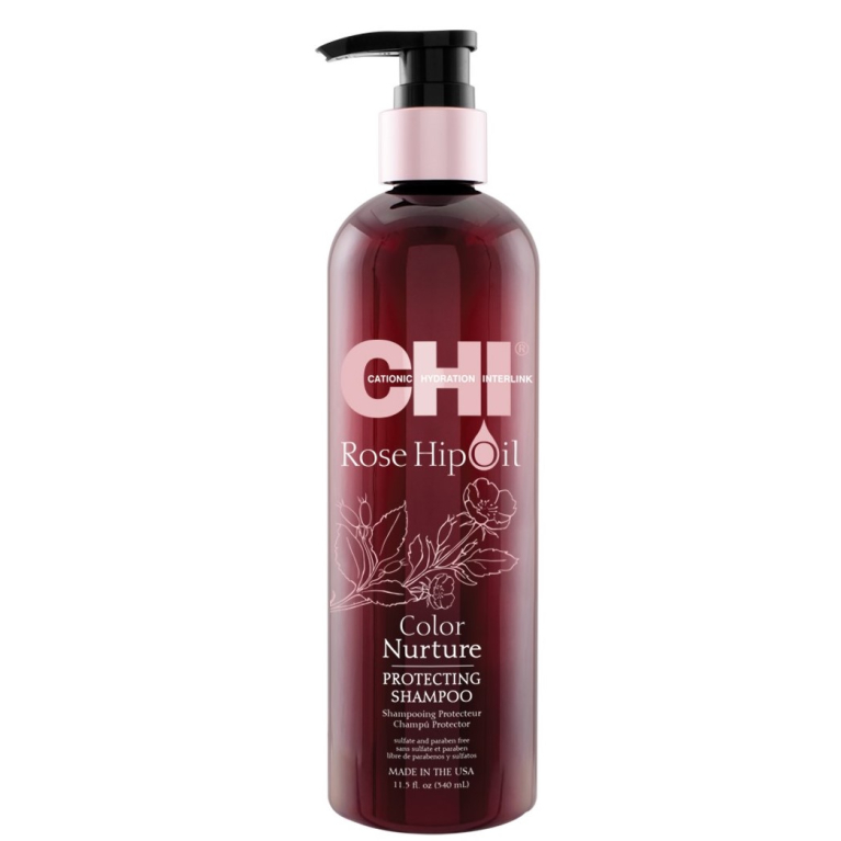 CHI Rose Hip Oil Шампунь для защиты цвета окрашенных волос с маслом шиповника, 340мл