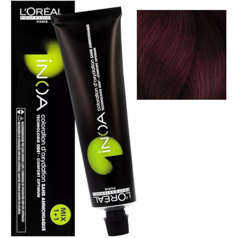 L'Oreal INOA 4.62 Шатен фиолетовый перламутровый Стойкая краска для волос без аммиака, 60г