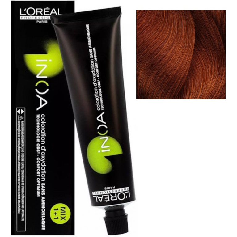 L'Oreal INOA 6.46 Темный блонд медный фиолетовый Стойкая краска для волос без аммиака, 60г