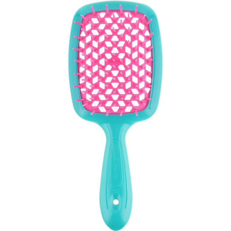 Janeke Superbrush Щетка для волос бирюзовая с розовыми зубчиками