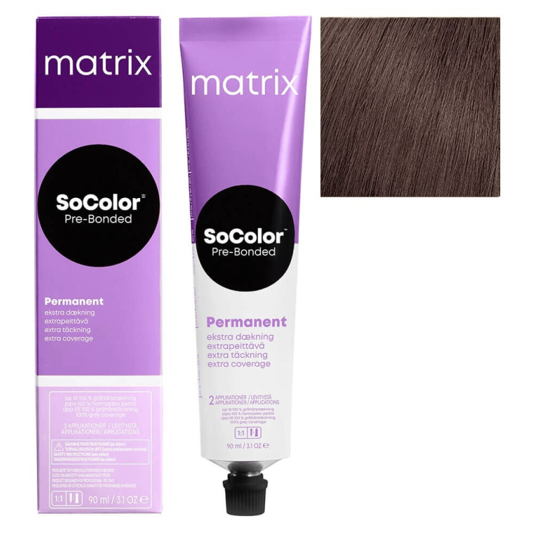 Matrix SoColor Pre-Bonded Extra Coverage 506NA Крем-краска для седых волос Темный блонд натуральный пепельный, 90мл 