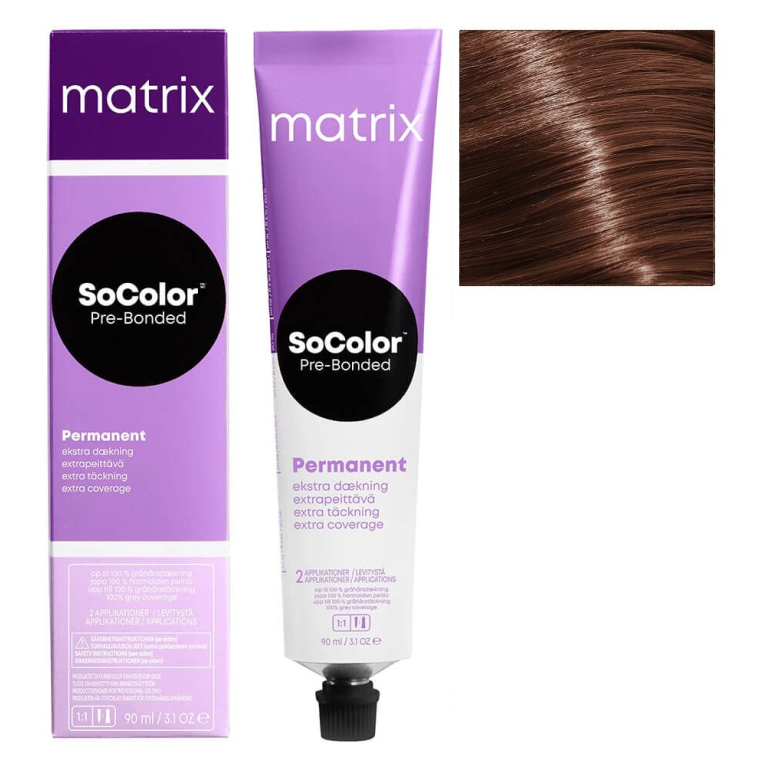 Matrix SoColor Pre-Bonded Extra Coverage 506M Крем-краска для седых волос темный блонд мокка, 90мл 